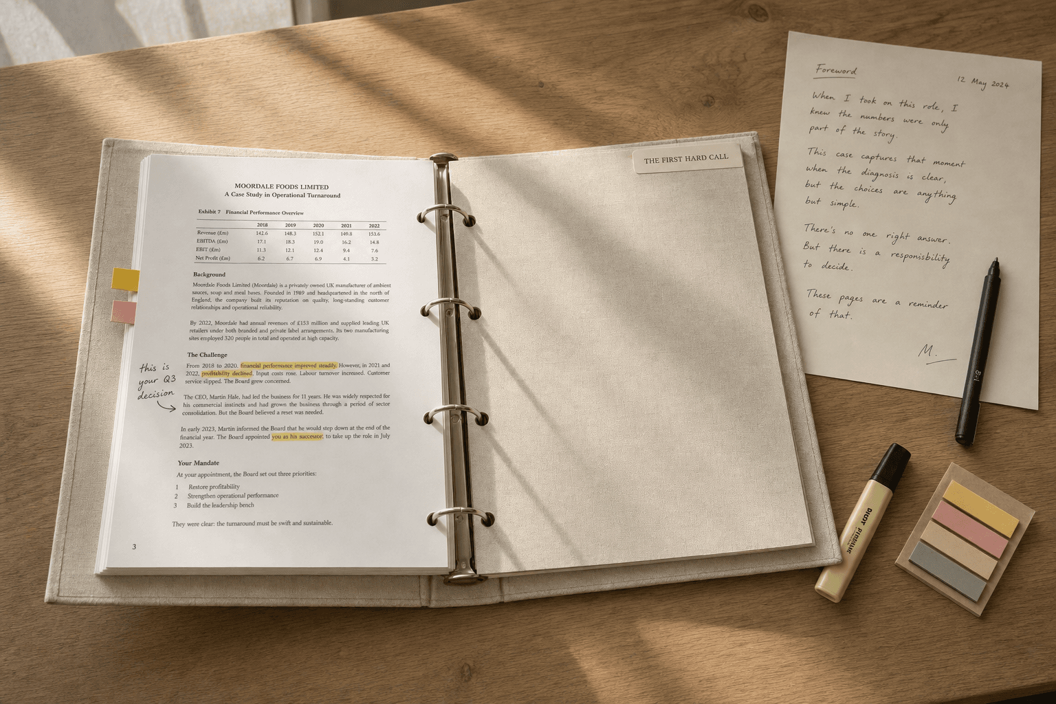 A Case-Study Binder for a Career Move — One Story, Marked Up