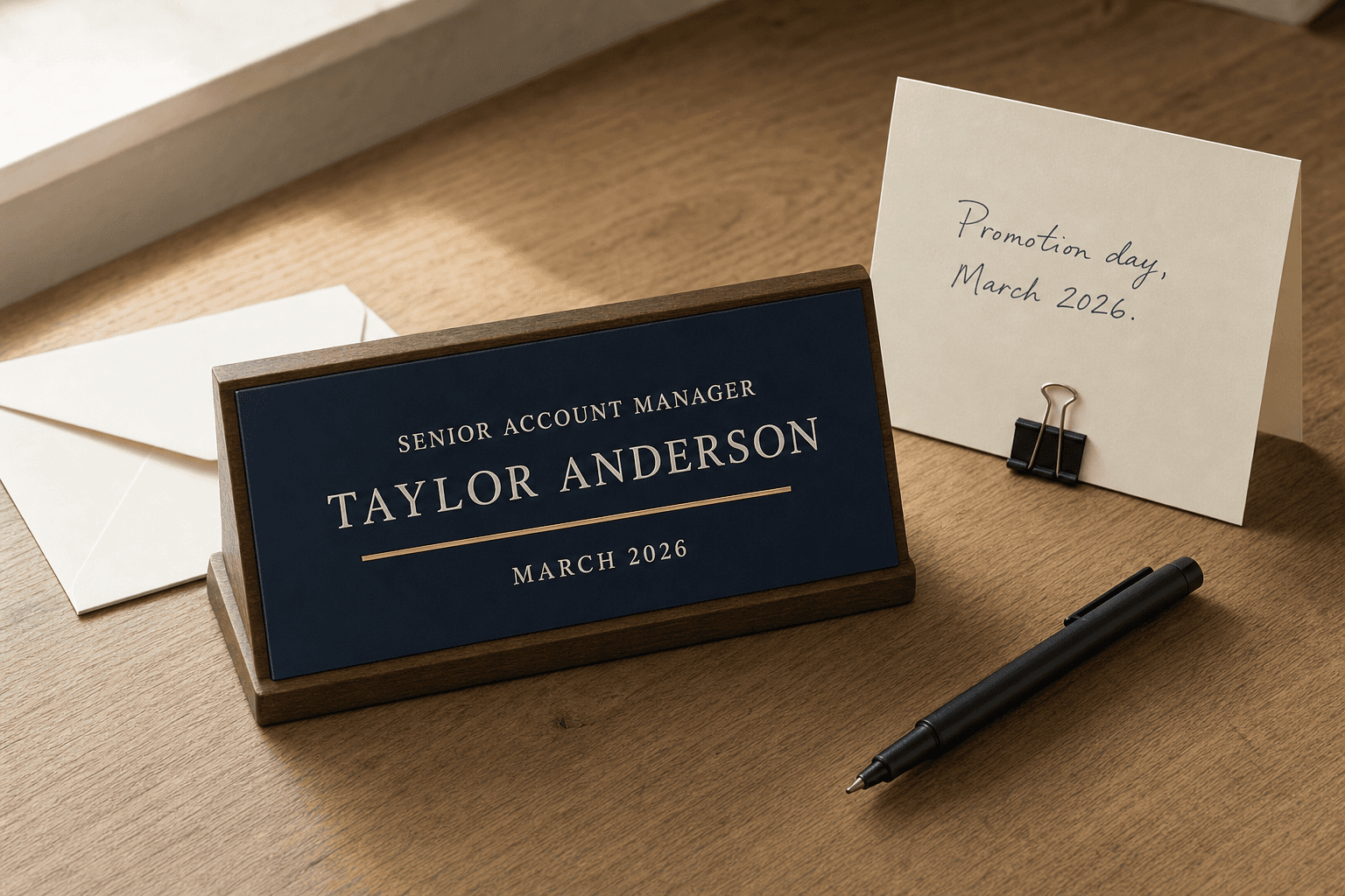 A Desk Plaque for a Coworker's Promotion — From the One Who Saw It