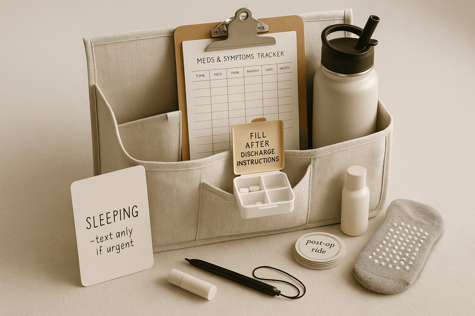A Recovery Command Center — Meds Tracker, Status Card, a Stack of Coupons