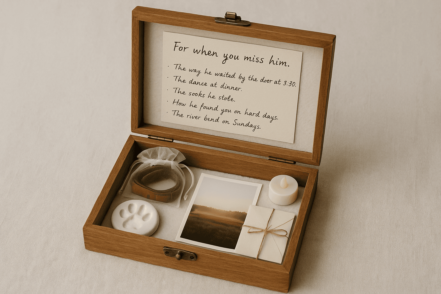 A Pet Memorial Box — Paw Print, Collar, Letter for the Quiet Days