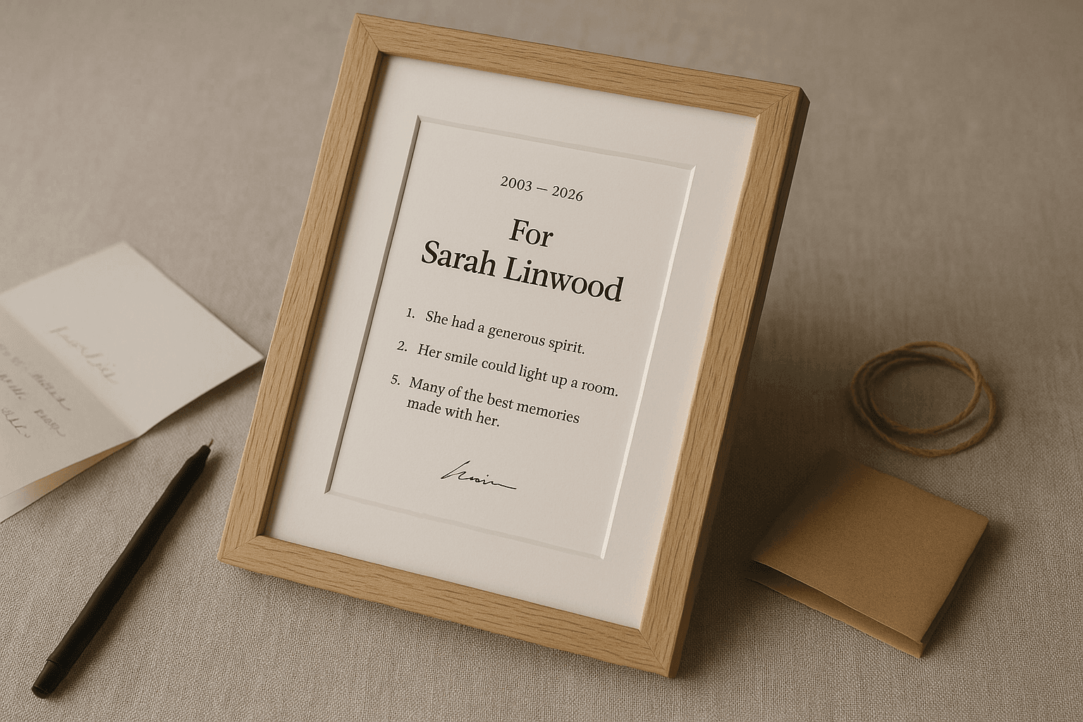 A Framed Friendship Tribute — Twelve Moments, Years Named, Signed