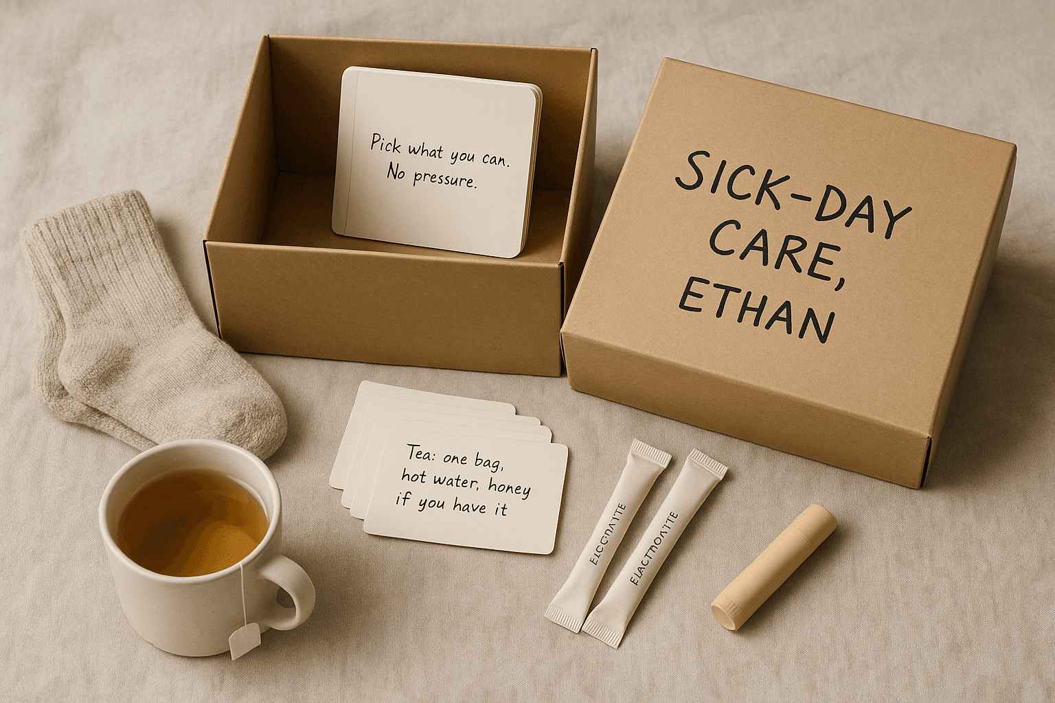 A Sick-Day Care Box for Your Sibling or Kid — Flu, Cold, or Couch Week
