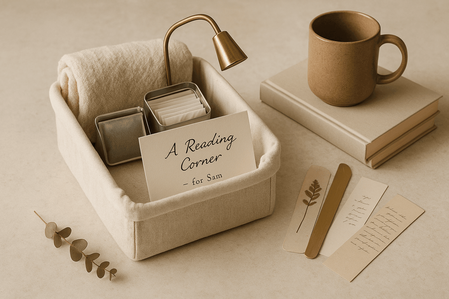A Reading Nook Starter Kit — Throw, Lamp, Tea, and Three Bookmarks