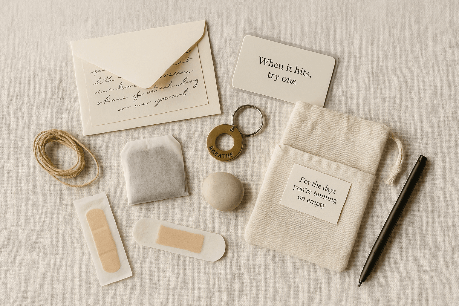 A Pocket Grief Kit — Card, Token, and a "No Fixing, Just Here" Letter
