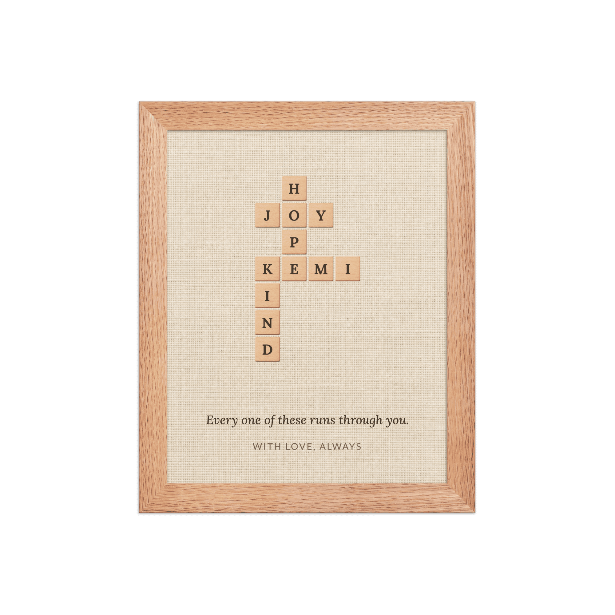 Letter Tiles Crossword, Personalised Framed Print