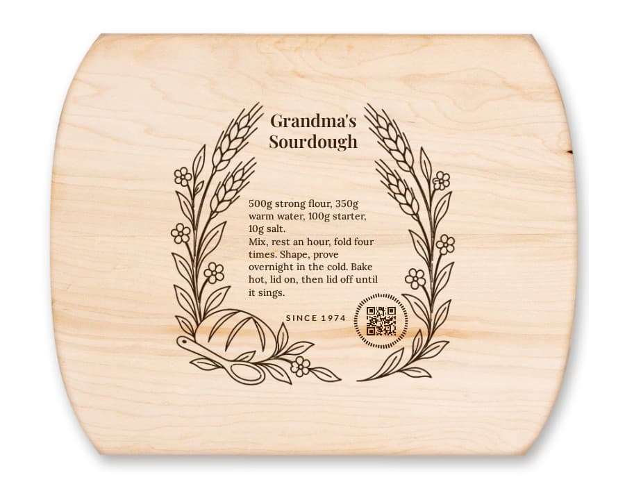 Family Recipe, Personalised Engraved Maple Board