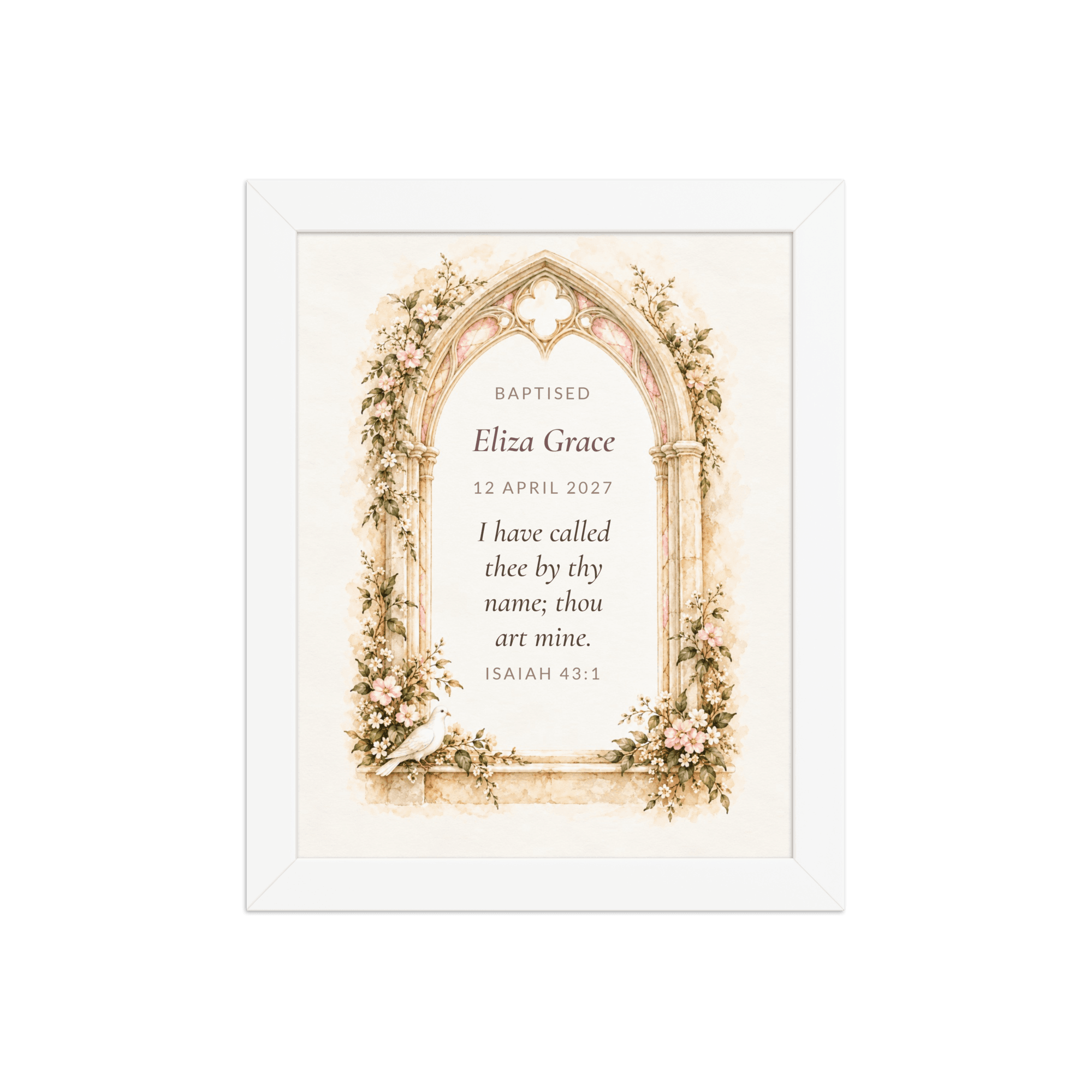 Christening Keepsake, Personalised Framed Print